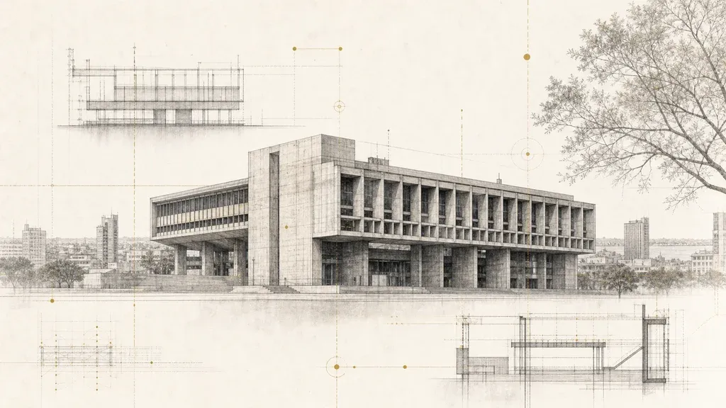 Imagen editorial de arquitectura y paisaje inspirada en el Banco de Londres y América del Sur para el programa De estudiante a arquitecto en Argentina.