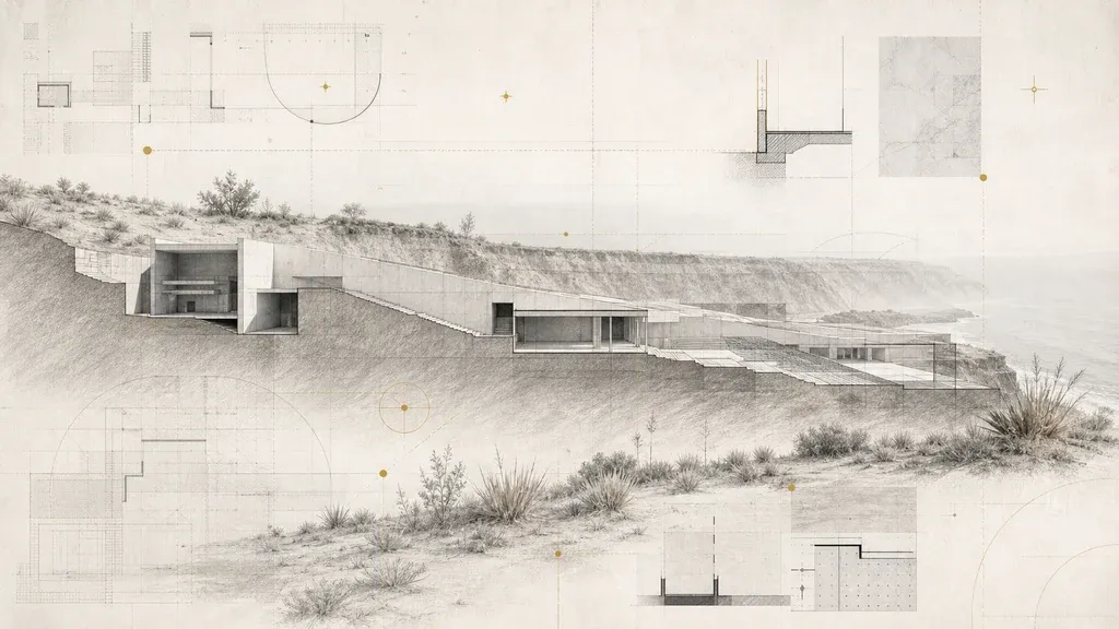 Imagen editorial de arquitectura y paisaje inspirada en el Lugar de la Memoria para el programa De estudiante a arquitecto en Perú.
