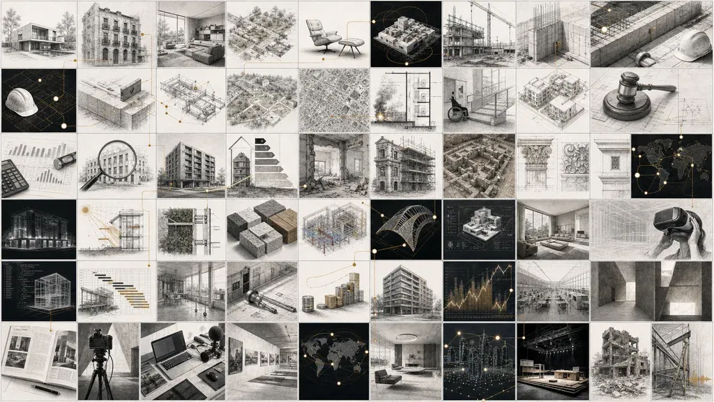 Mapa editorial de 54 perfiles y salidas profesionales en arquitectura.
